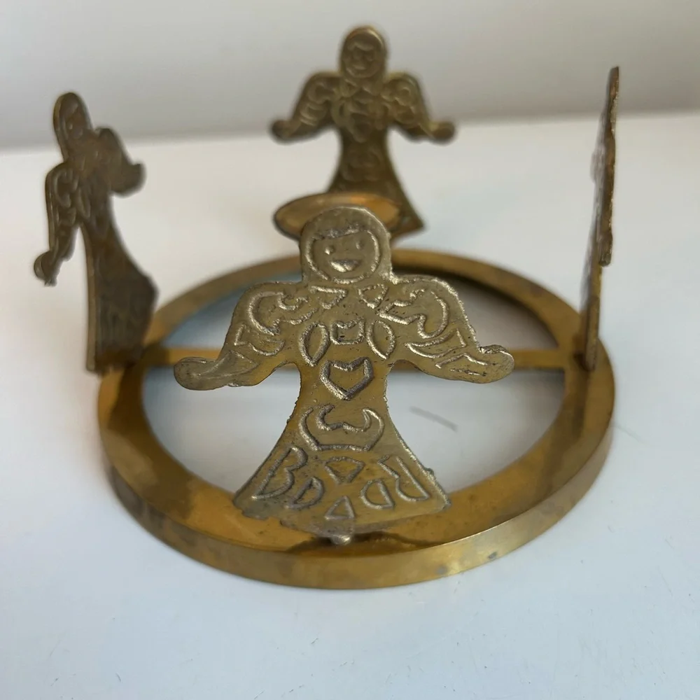 Brass Angel Taper Candle Holder Rings 3.75
